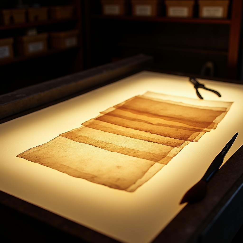 Fogli di carta giapponese usati nel restauro di documenti storici